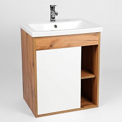 Viant Мебель для ванной Бостон 50 подвесная белая/дуб вотан – фотография-3
